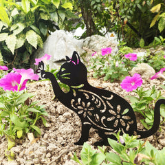 Metal Paint Decoration Creative Garden Iron Art Landscape Decoration Garden Plug-In Hollow Cat Decoration