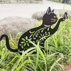 Metal Paint Decoration Creative Garden Iron Art Landscape Decoration Garden Plug-In Hollow Cat Decoration